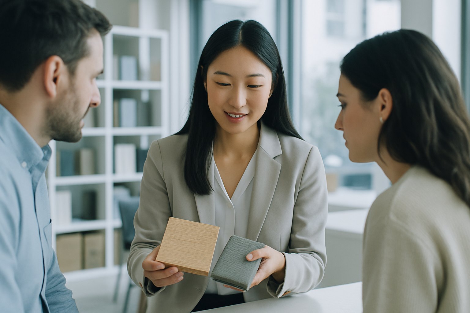 A professional discussing requirements with a client