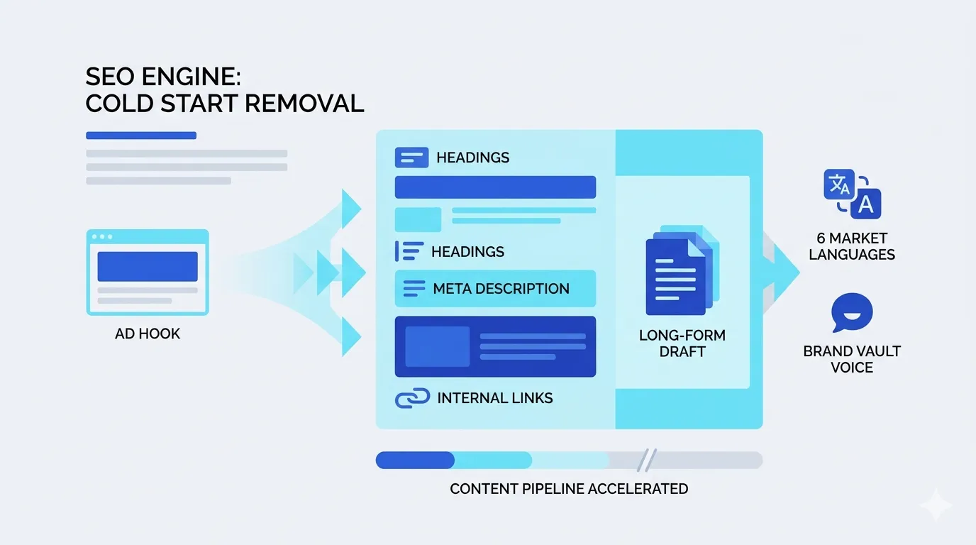 SEO Engine drafting from ad hooks