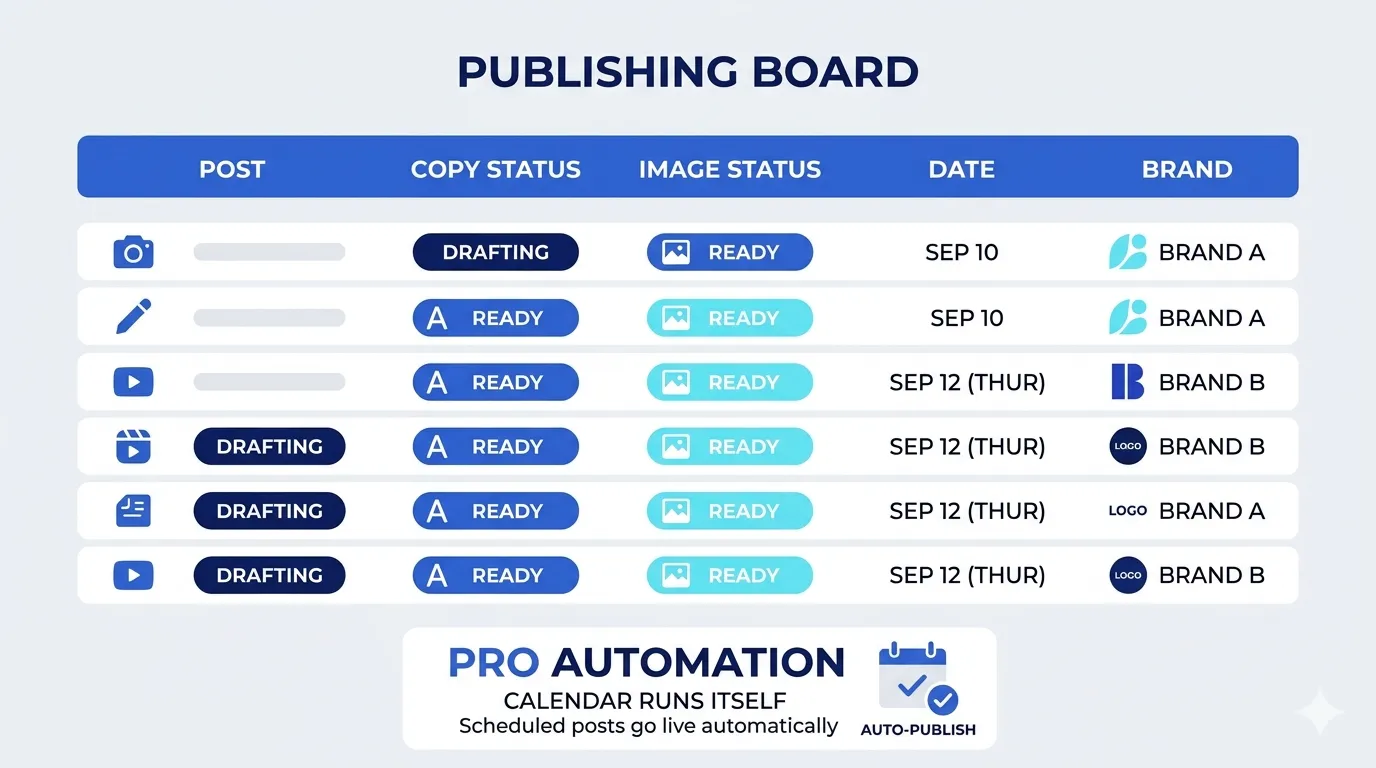 Publishing board operations tracker