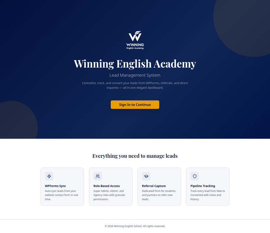 Winning English Academy CRM 系統